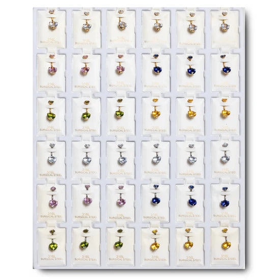 DRC36 GOLD PLATING & RHODIUM DOUBLE ROUND CZ BELLY RINGS
