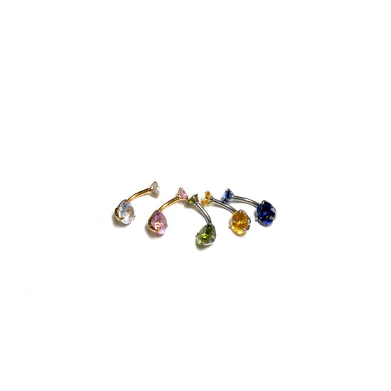 DRC36 GOLD PLATING & RHODIUM DOUBLE ROUND CZ BELLY RINGS
