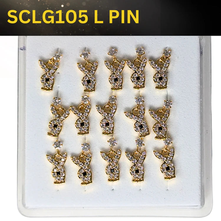 SCLG 105 DANGLE DESING STONE GOLD ( L PIN) 15PCS