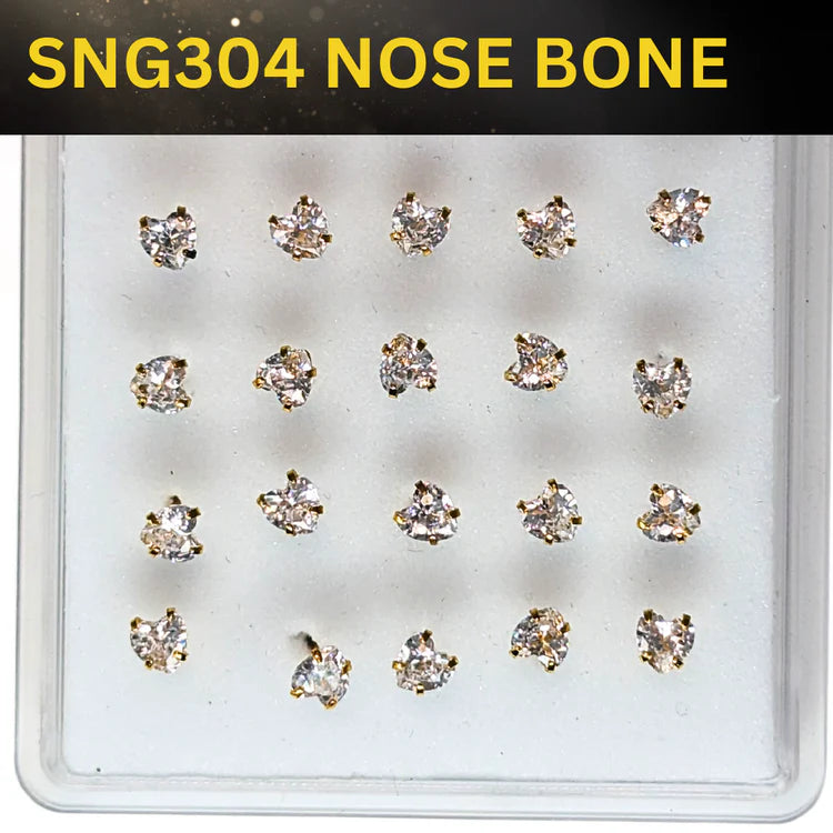 SNG304 4.0MM HEART CUBIC STONE GOLD (NOSE BONE) 20pcs
