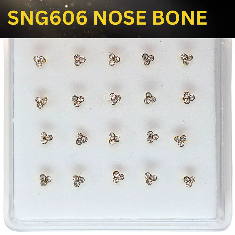 SNG606 3DOT STONE GOLD (NOSE BONE) 20pcs