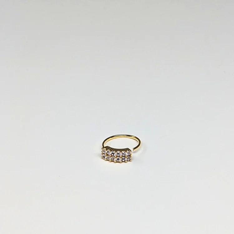 SNHG -1 12 CLEAR STONE TWO LINE HOOP GOLD ( HOOP) 20PCS