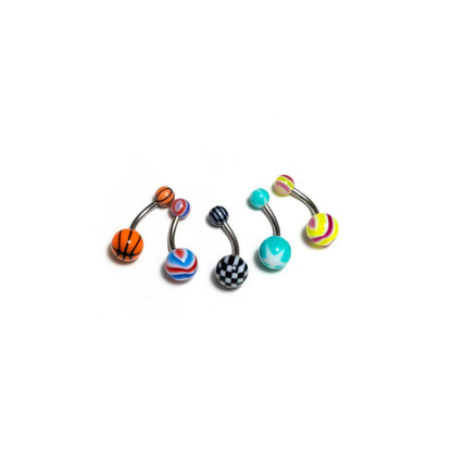 AMB36 ACRYLIC & METAL MIX BELLY RING 36PCS