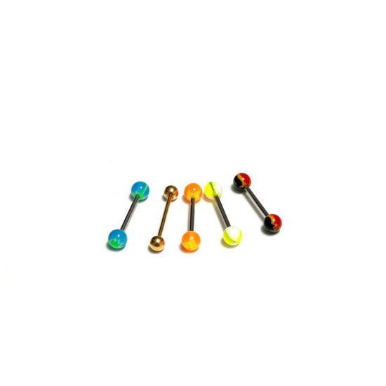 AMT36 ACRYLIC & METAL MIX TONGUE RING 36PCS