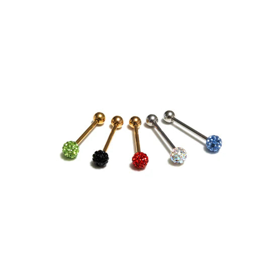 CTR36 RHODIUM - GOLD PLATING & CRYSTAL TONGUE RING 36PCS