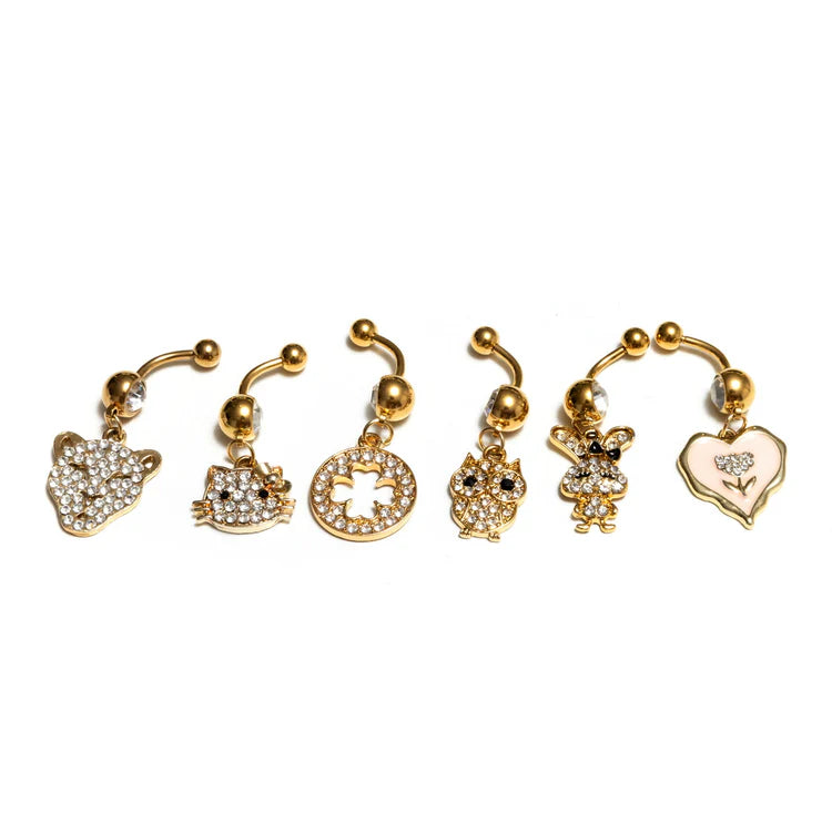 GDB36 GOLD PLATING DANGLE BELLY RING 36PCS