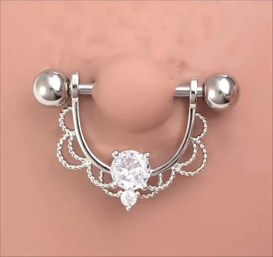 GNR36 GOLD PLATING NIPPLE RINGS CZ DESING 36PCS