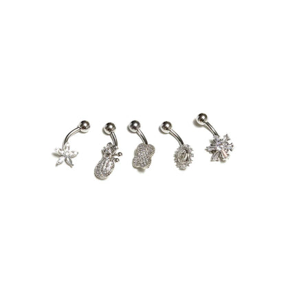 RBC36 RHODIUM BELLY RING CZ DESING 36PCS