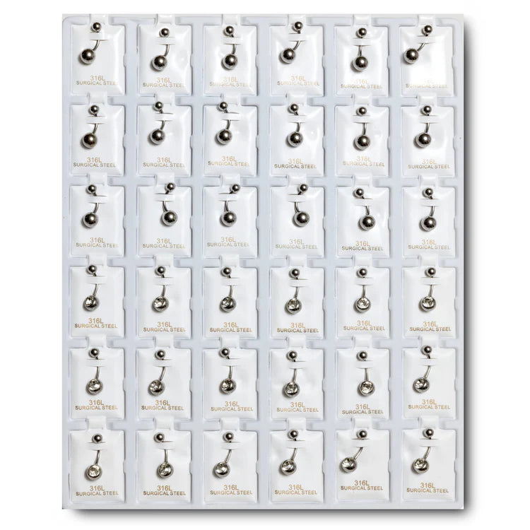 RMB36 RHODIUM METAL BELLY RING 36PCS