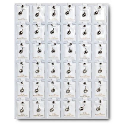 RMB36 RHODIUM METAL BELLY RING 36PCS