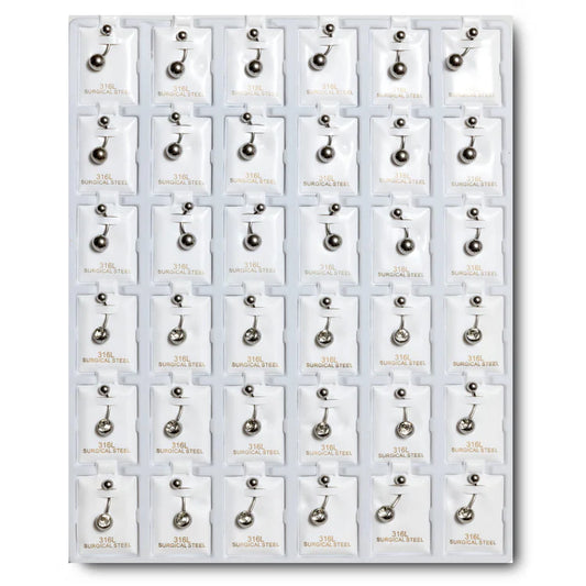 RMB36 RHODIUM METAL BELLY RING 36PCS