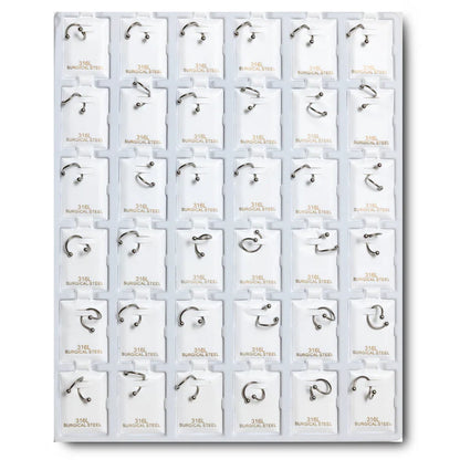 RMT36 RHODIUM METAL BALL SPIRAL TWISTER RING 36PCS