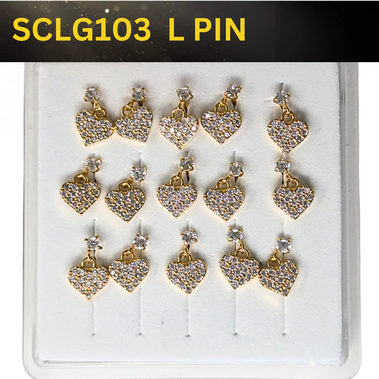 SCLG 103 DANGLE DESING STONE GOLD ( L PIN) 15PCS