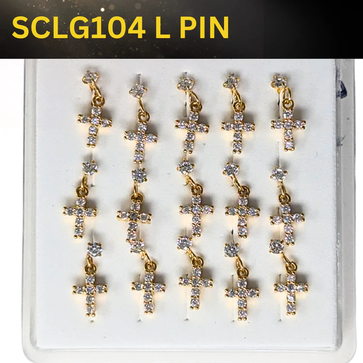 SCLG 104 DANGLE DESING STONE GOLD ( L PIN) 15PCS