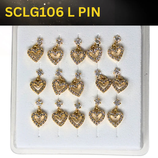 SCLG 106 DANGLE DESING STONE GOLD ( L PIN) 15PCS