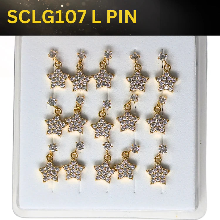 SCLG 107 DANGLE DESING STONE GOLD ( L PIN) 15PCS