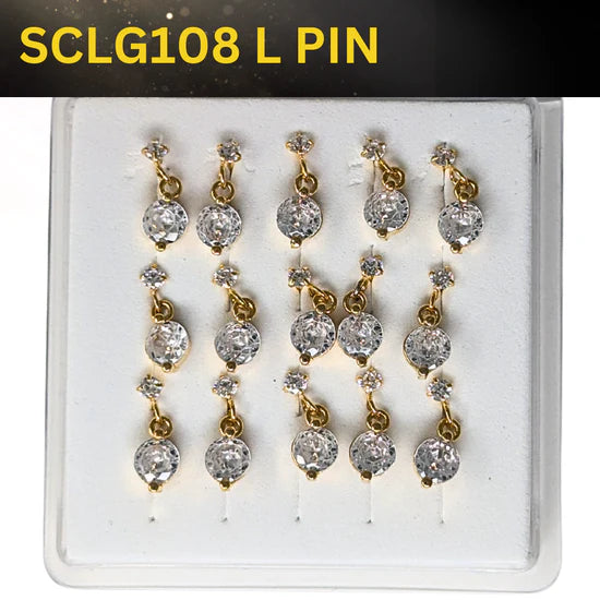 SCLG 108 DANGLE DESING STONE GOLD ( L PIN) 15PCS