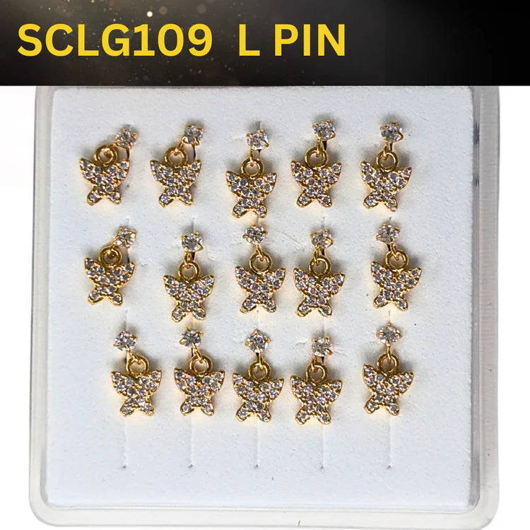 SCLG 109 DANGLE DESING STONE GOLD ( L PIN) 15PCS