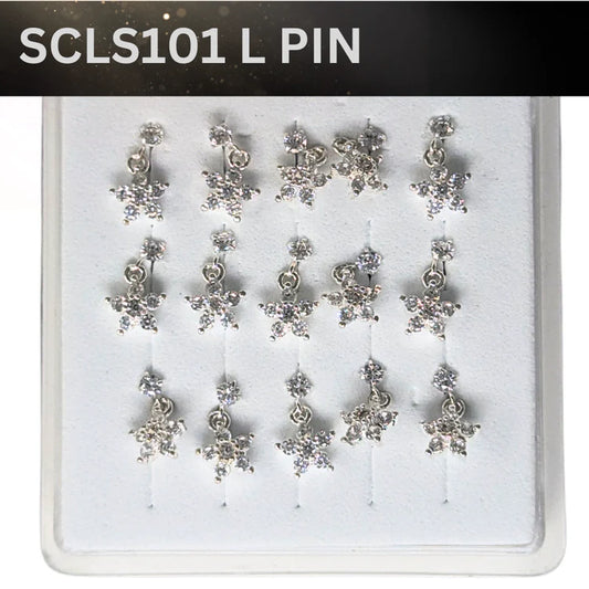 SCLS 101 DANGLE DESING STONE SILVER ( L PIN) 15PCS