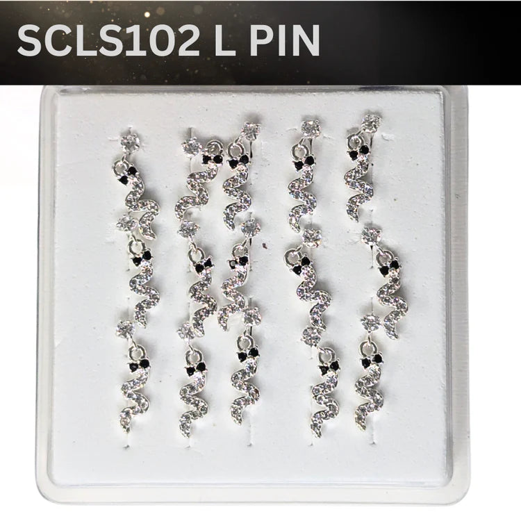 SCLS 102 DANGLE DESING STONE SILVER ( L PIN) 15PCS