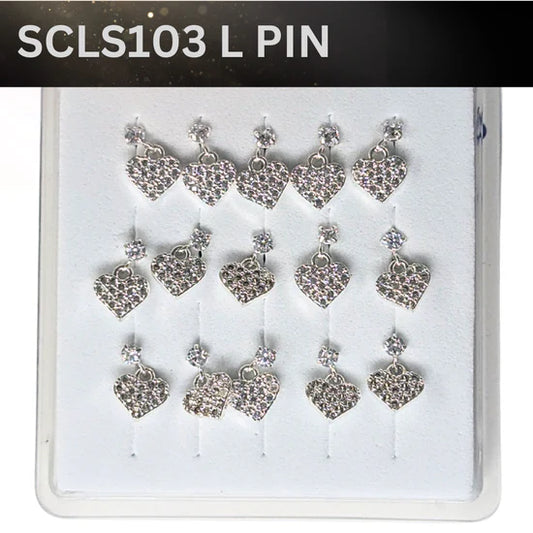 SCLS 103 DANGLE DESING STONE SILVER ( L PIN) 15PCS