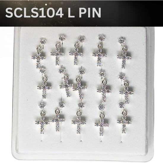 SCLS 104 DANGLE DESING STONE SILVER ( L PIN) 15PCS