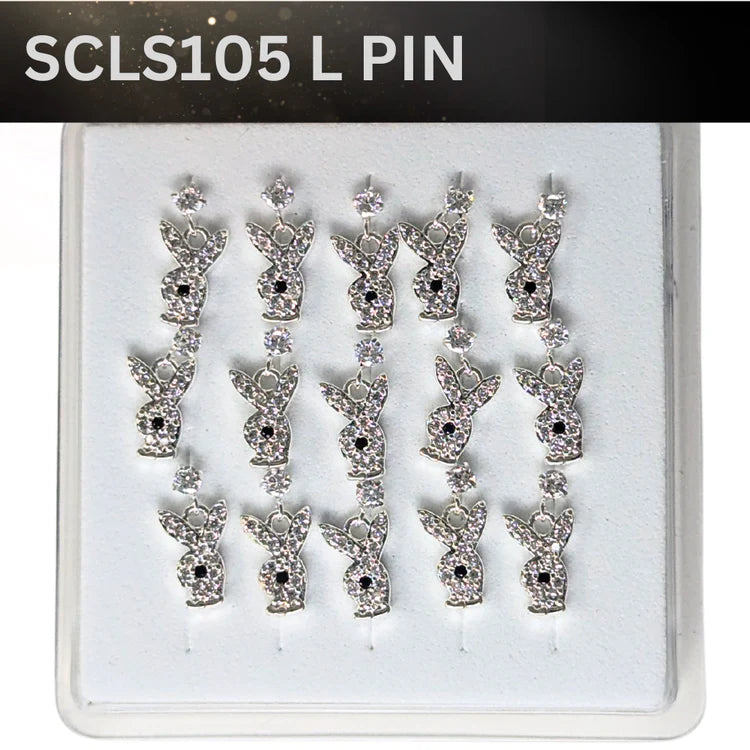 SCLS 105 DANGLE DESING STONE SILVER ( L PIN) 15PCS