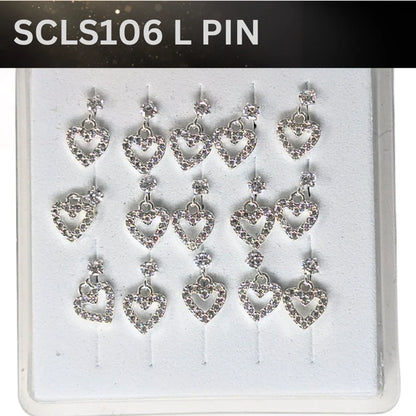 SCLS 106 DANGLE DESING STONE SILVER ( L PIN) 15PCS