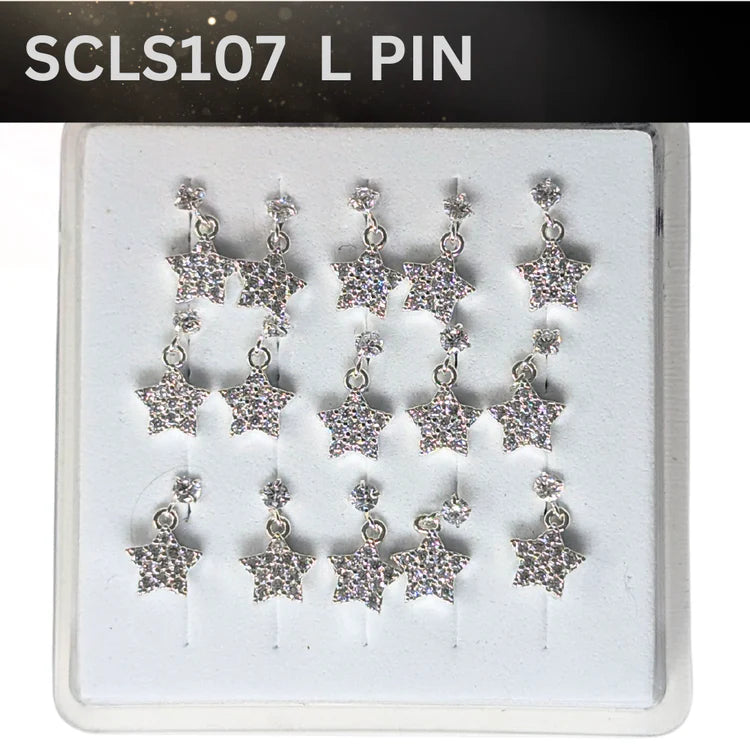 SCLS 107 DANGLE DESING STONE SILVER ( L PIN) 15PCS