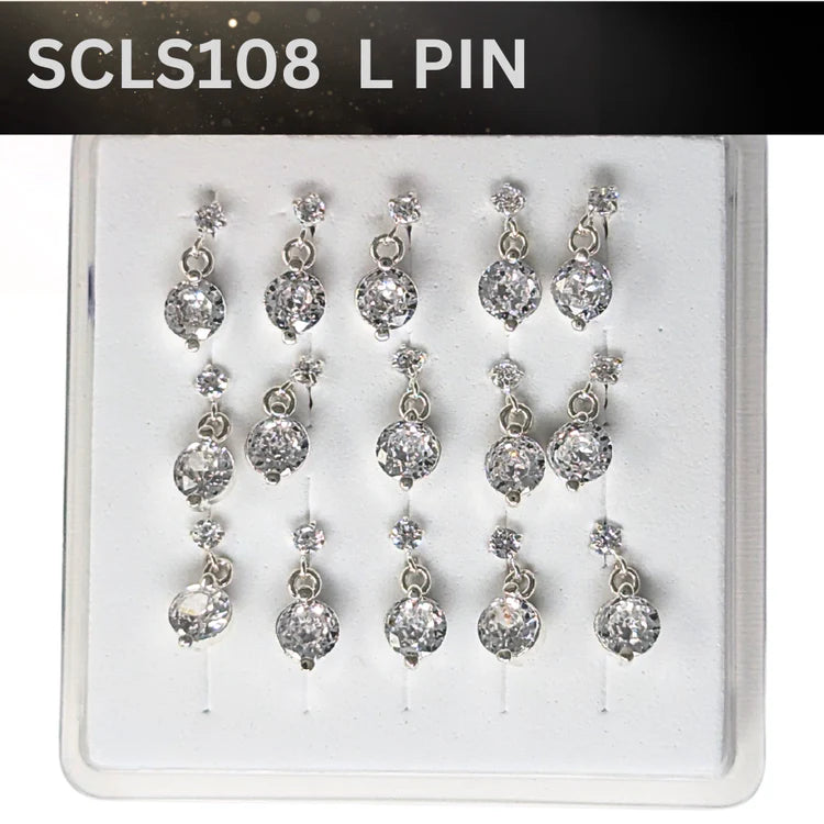 SCLS 108 DANGLE DESING STONE SILVER ( L PIN) 15PCS