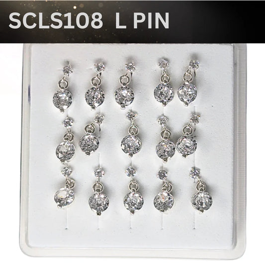 SCLS 108 DANGLE DESING STONE SILVER ( L PIN) 15PCS