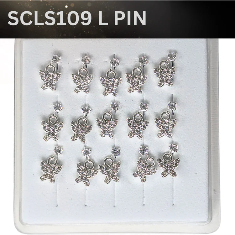 SCLS 109 DANGLE DESING STONE SILVER ( L PIN) 15PCS