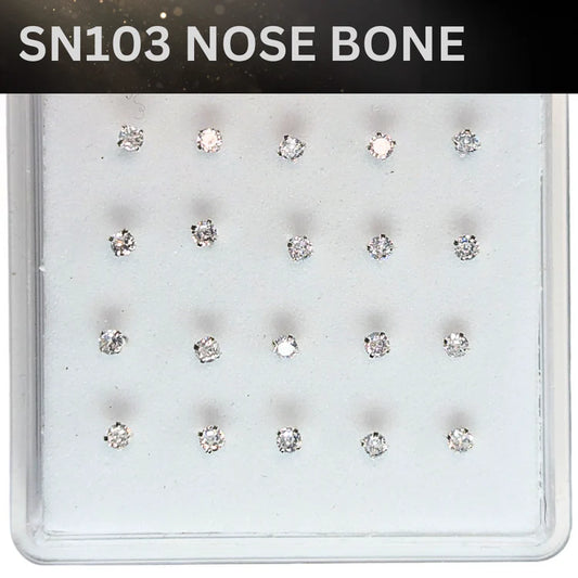 SN103 2.5MM STONE SILVER ( NOSE BONE) 20pcs