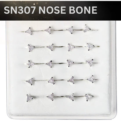 SN307 3.0MM TRIANGLE CUBIC STONE SILVER (NOSE BONE) 20pcs