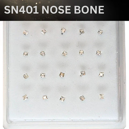 SN401 3.0MM SQ STONE SILVER ( NOSE BONE ) 20pcs