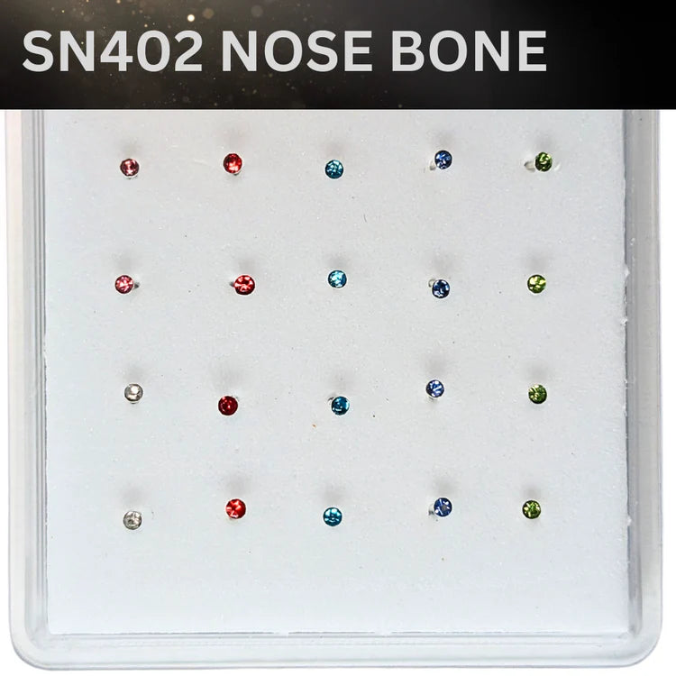 SN402 2.0MM COLOR STONE SILVER ( NOSE BONE ) 20pcs