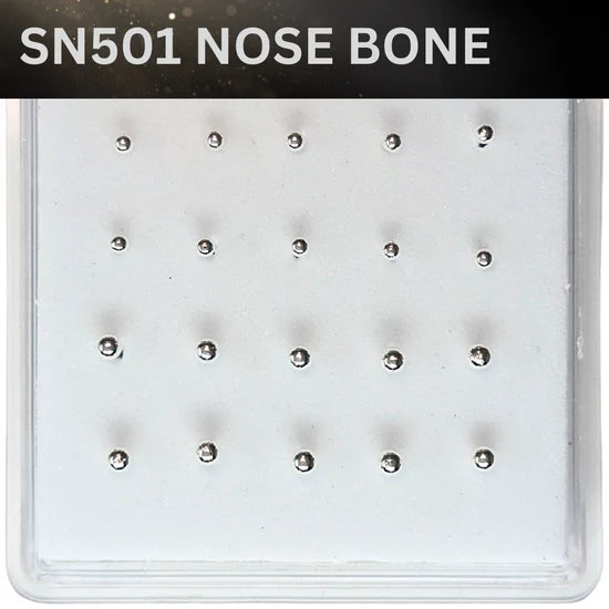 SN501 2.0MM-3.0MM SILVER BALL ( NOSE BONE ) 20pcs