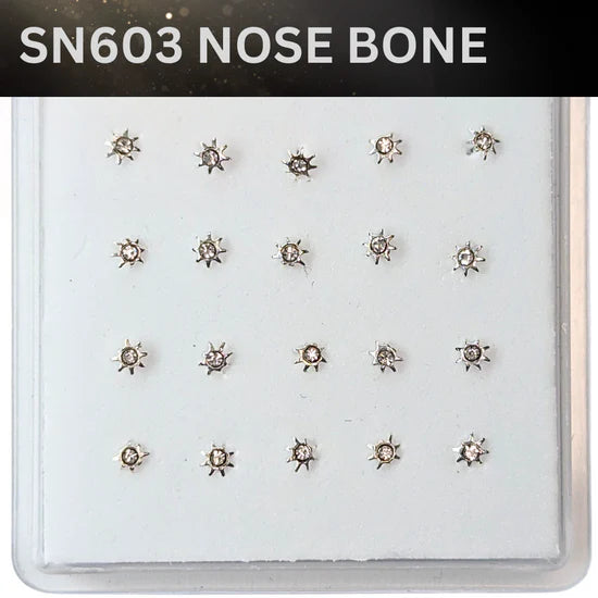 SN603 STAR W/STONE SILVER (NOSE BONE) 20pcs