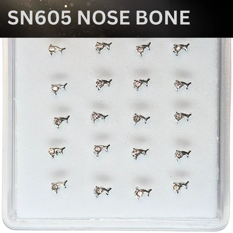 SN605 DOLPHIN W/STONE SILVER (NOSE BONE ) 20pcs