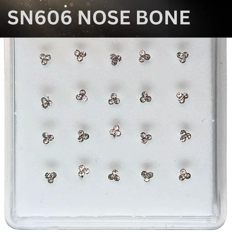 SN606 3DOT STONE SILVER (NOSE BONE) 20pcs