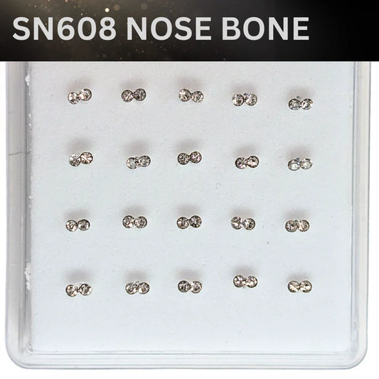 SN608 BOWTIE CLEAR STONE SILVER (NOSE BONE) 20pcs