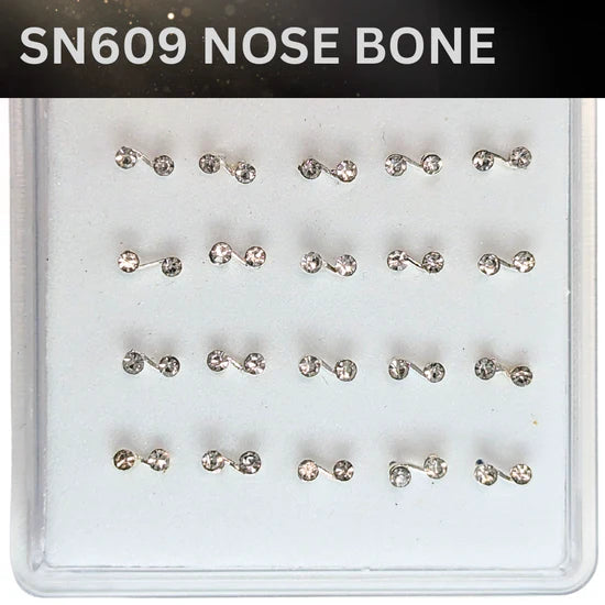 SN609 2DOT STONE SILVER (NOSE BONE ) 20pcs