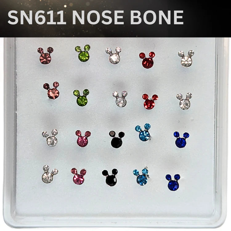 SN611 BEAR MIX COLOR SMALL STONE (NOSE BONE) 20pcs