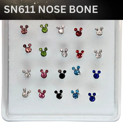 SN611 BEAR MIX COLOR SMALL STONE (NOSE BONE) 20pcs