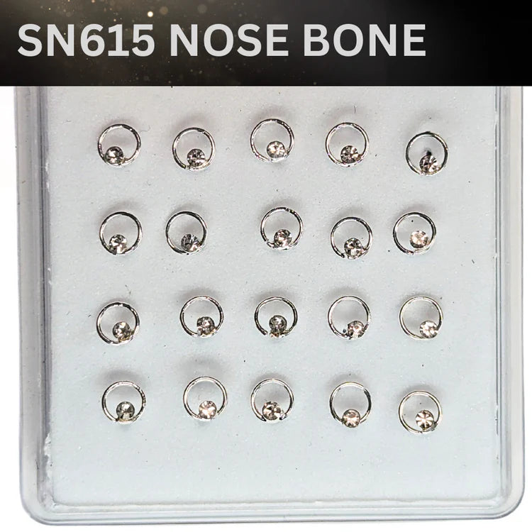 SN615 W/BIG STONE SILVER (NOSE BONE) 20pcs