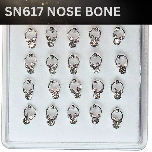 SN617 BEAR STONE ON RING SILVER (NOSE BONE) 20pcs