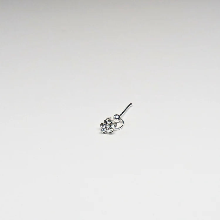 SN618 FLOWER STONES ON RING SILVER (NOSE BONE) 20pcs