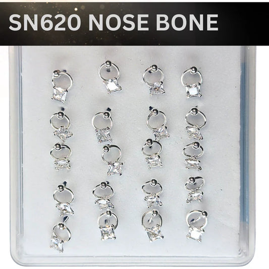 SN620 3.0MM SQ CUBIC ON RING SILVER (NOSE BONE) 20pcs