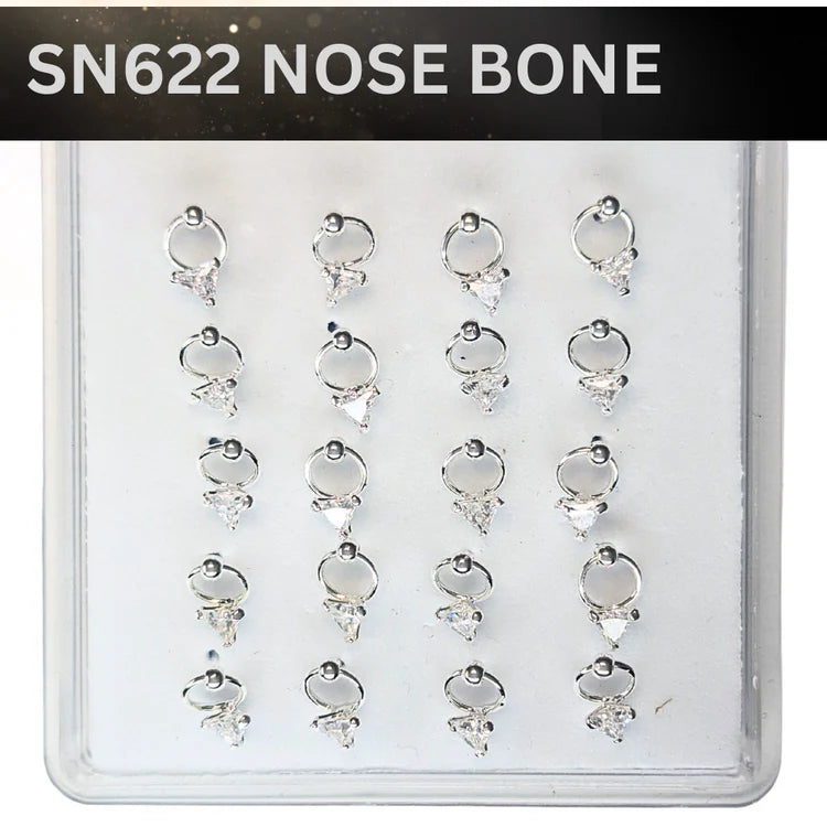 SN622 3.0MM TRIANGLE CUBIC ON RING SILVER (NOSE BONE) 20pcs