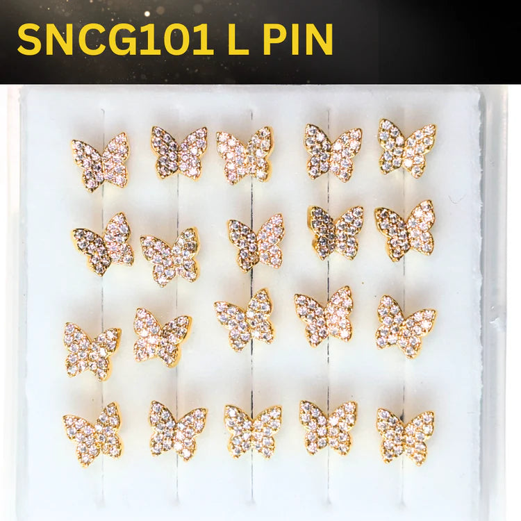 SNCG101 BUTTERFLY STONE GOLD ( L PIN ) 20pcs